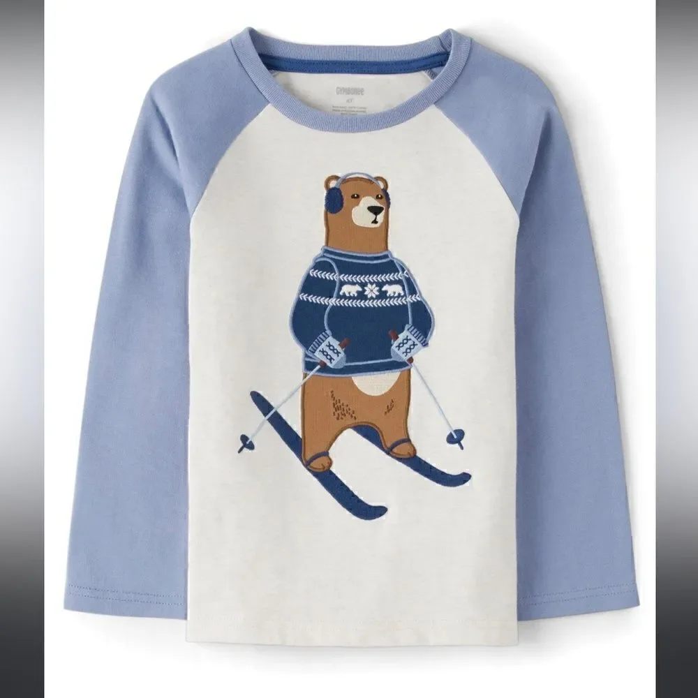 Gymboree | Boys Embroidered Bear Raglan Top - Bear Hugs - H/T Vanilla | 8